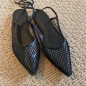 ASOS mesh sling back pointed toe flats black sz 5